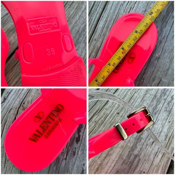 Valentino Garavani Rockstud PVC Jelly Sandals Flats Jellies Hot Neon Pink 38 / 8 - Picture 11 of 13